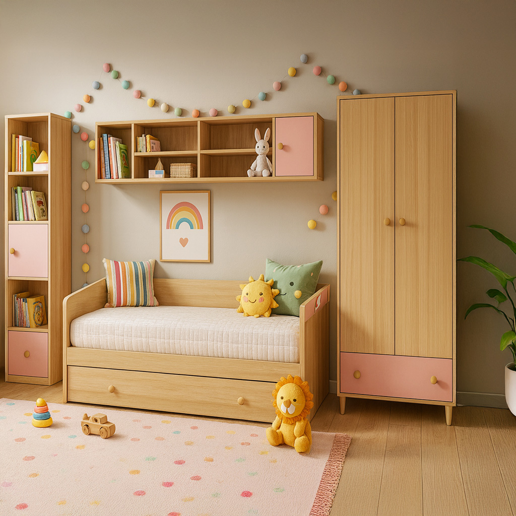 Paidiko 3 Kanapes 2 ΝΤΟΥΛΑΠΑ ΑΠΟΘΗΚΕΥΣΗΣ BLOSSOM ΔΙΦΥΛΛΗ ΣΕ ΣΥΝΔΥΑΣΜΟ ΧΡΩΜΑΤΟΣ ΛΑΤΕ & ΡΟΖ - Image 1