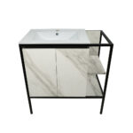 ΕΠΙΠΛΟ ΜΠΑΝΙΟΥ RETRO-PROGETTO 90 cm ΜΕ ΡΑΦΙΑ ΣΕ ΟΨΗ ΛΕΥΚΟ ΜΑΡΜΑΡΟ ΜΕ ΜΠΕΖ ΝΕΡΑ - Image 2