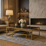 ΤΡΑΠΕΖΙ ΣΑΛΟΝΙΟΥ ROMEO ΜΕ ΕΠΙΦΑΝΕΙΑ ΑΠΟ ΠΛΑΚΑΚΙ ΣΕ ΟΨΗ ΜΑΥΡΟΥ ΜΑΡΜΑΡΟΥ