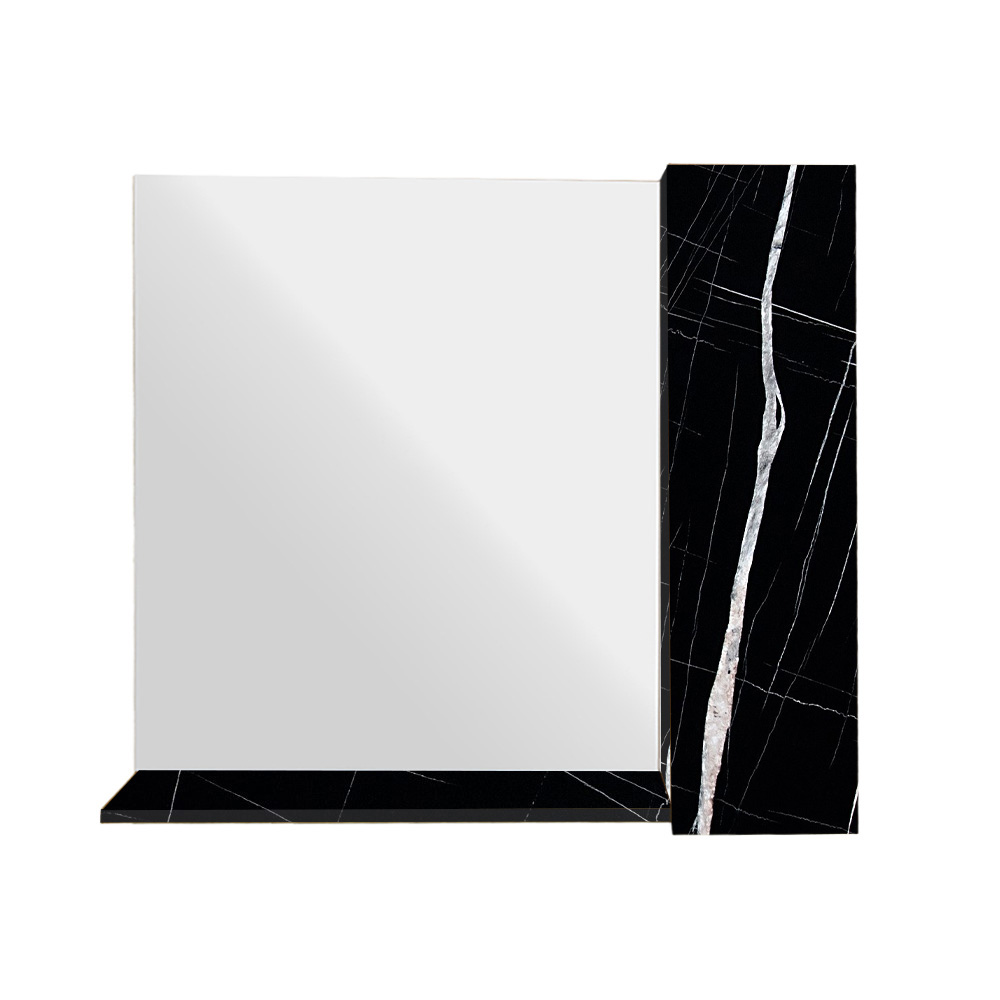 Single 90 100 7767 R Κρεμαστό Ντουλάπι Μπάνιου Oren90 με Καθρέφτη & Επένδυση Μελαμίνης Με Όψη Μαύρου Μάρμαρου - Image 1