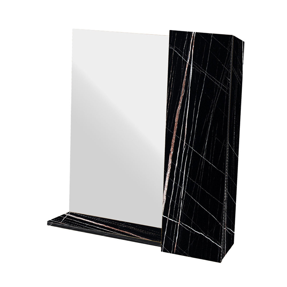 Single2 RIGHT 7767 Κρεμαστό Ντουλάπι Μπάνιου Oren60 με Καθρέφτη & Επένδυση Μελαμίνης Με Όψη Μαύρου Μάρμαρου - Image 1