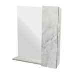 Κρεμαστό Ντουλάπι Μπάνιου Oren80 με Καθρέφτη & Επένδυση Μελαμίνης Με Όψη Λευκού Μάρμαρου Με Γκρί Νερά