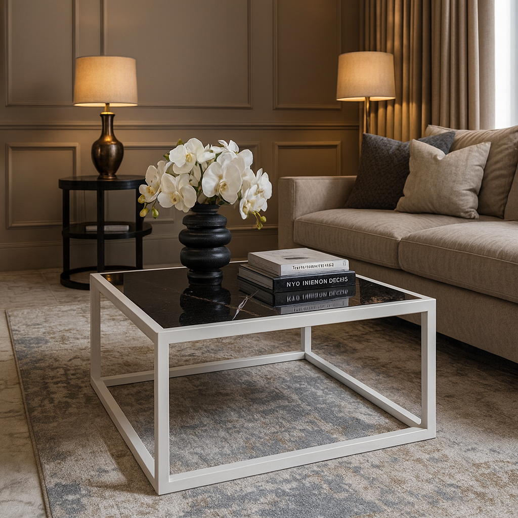 Small Black Marble DECOR ΤΡΑΠΕΖΙ ΣΑΛΟΝΙΟΥ SIMPLY ΜΕ ΕΠΙΦΑΝΕΙΑ ΑΠΟ ΠΛΑΚΑΚΙ ΣΕ ΟΨΗ ΜΑΥΡΟΥ ΜΑΡΜΑΡΟΥ - Image 1