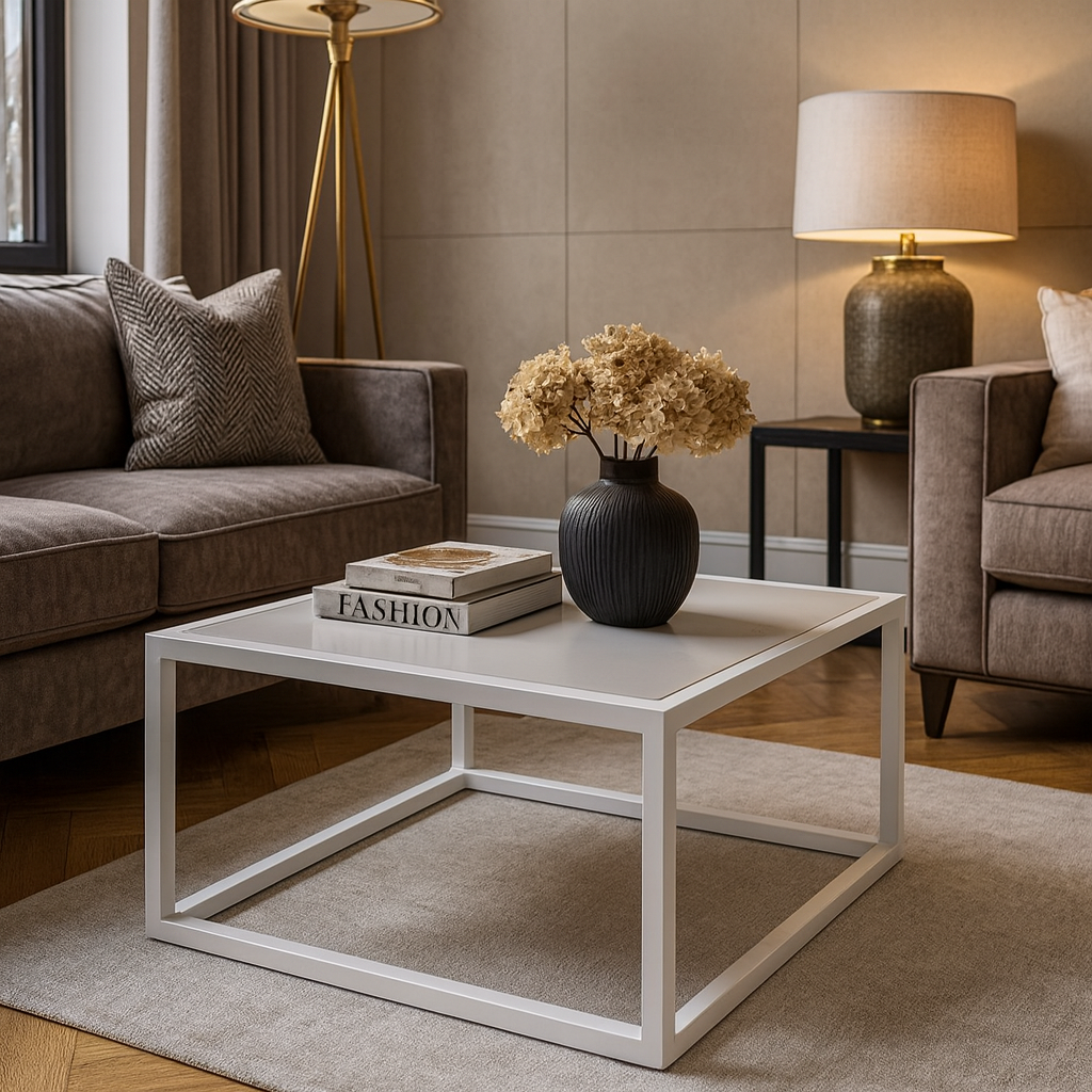 Small Double White DECOR ΤΡΑΠΕΖΙ ΣΑΛΟΝΙΟΥ SIMPLY ΜΕ ΕΠΙΦΑΝΕΙΑ ΑΠΟ ΠΛΑΚΑΚΙ ΣΕ ΟΨΗ ΛΕΥΚΟΥ ΜΑΡΜΑΡΟΥ - Image 1