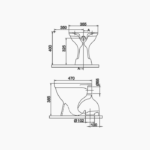 Λεκάνη Δαπέδου Πορσελάνης Cerastyle Υψηλής Πιέσεως 005000-w Κατωστόμια Λευκή Σετ - Image 2