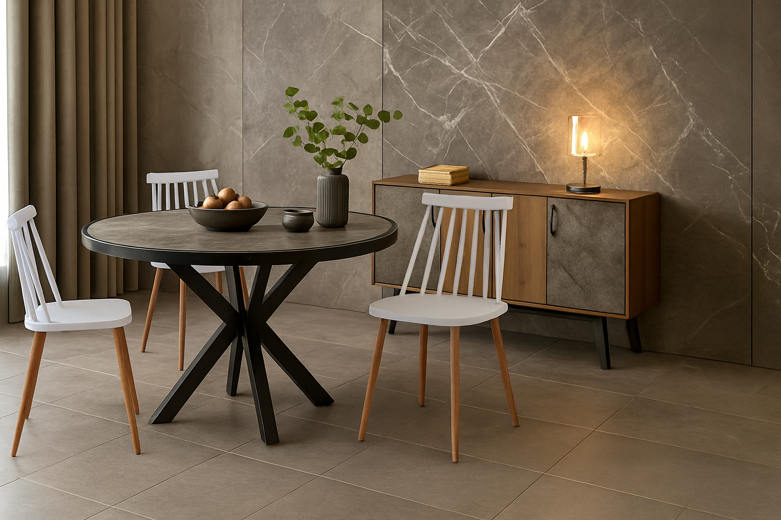 Trap 15 Marble Karydi 327000046 Aurora pp White Σέτ Τραπεζαρίας Artemis Με 4τμχ Καρέκλες Aurora - Image 1