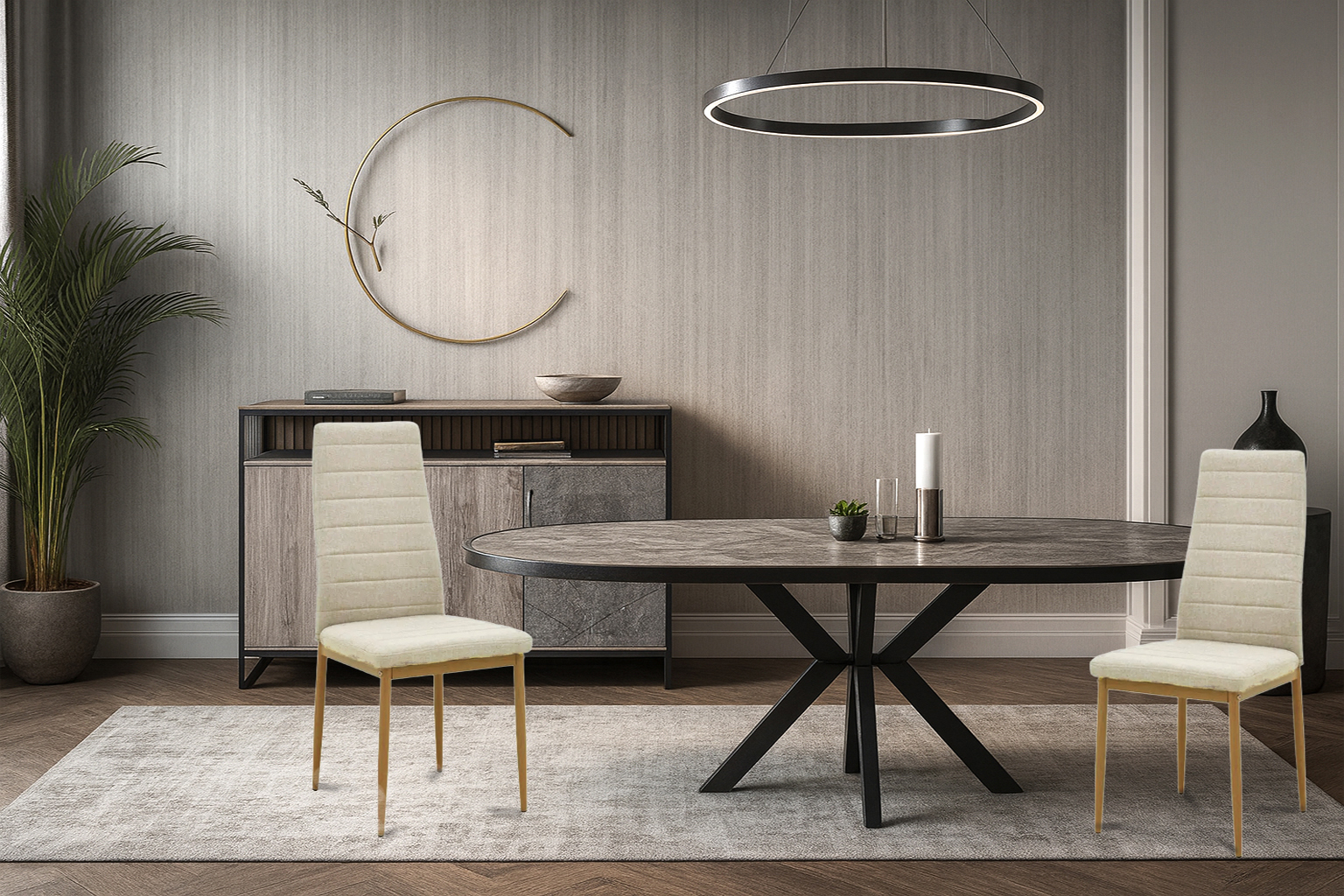 Trap 17 Marble Gray Staxti 270000050 Parker Mpez Yfasma fysiko podi Σέτ Τραπεζαρίας Orionas Με 4τμχ Καρέκλες Parker - Image 1