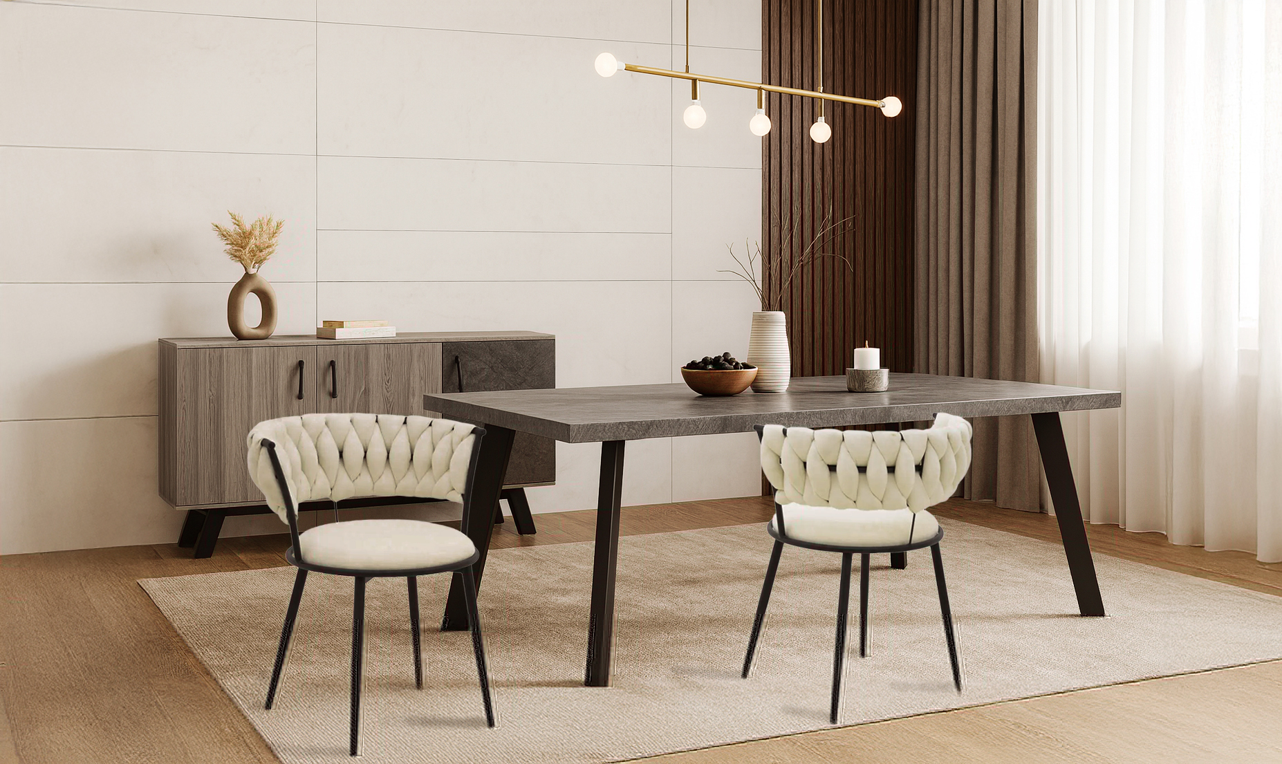 Trap 5 Marble Gray Staxti 029000379 Alkia Ekrou Yfasma Σέτ Τραπεζαρίας York Με 4τμχ Καρέκλες Alkia - Image 1