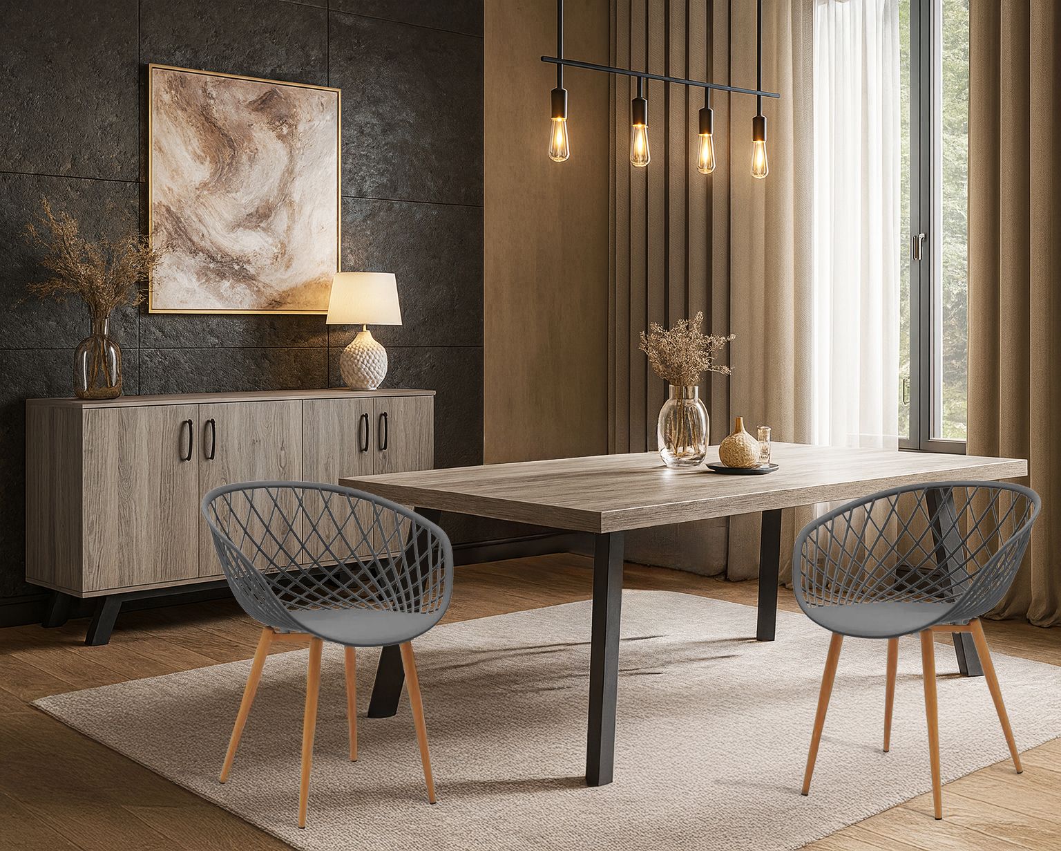 Trap 5 Staxti 262 000024 Ezra gkri pp podi fysiko Σέτ Τραπεζαρίας York Με 4τμχ Καρέκλες Ezra - Image 1