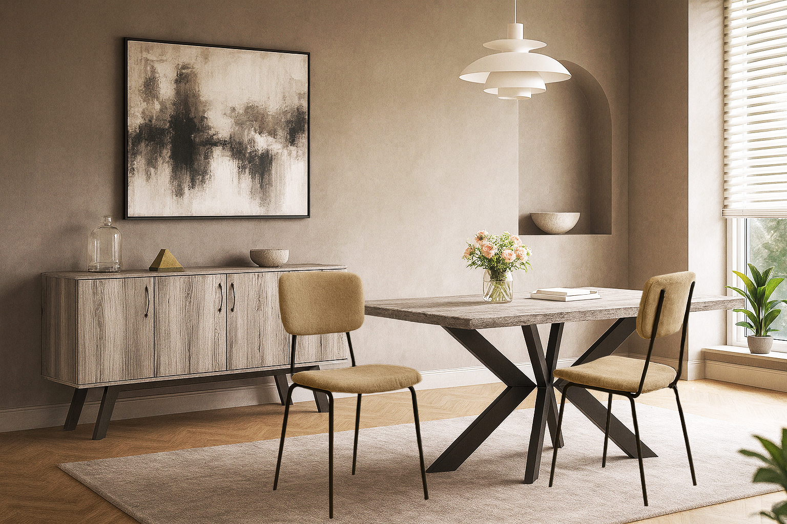 Trap 9 Staxti 096 000010 Tania Yfasma Mpez Antique Σέτ Τραπεζαρίας Broken Με 4τμχ Καρέκλες Tania - Image 1