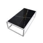 ΤΡΑΠΕΖΙ ΣΑΛΟΝΙΟΥ MARBELLA ΜΕ ΕΠΙΦΑΝΕΙΑ ΑΠΟ ΠΛΑΚΑΚΙ ΣΕ ΟΨΗ ΜΑΥΡΟΥ ΜΑΡΜΑΡΟΥ ΜΕ ΛΕΥΚΗ ΜΕΤΑΛΛΙΚΗ ΒΑΣΗ - Image 4