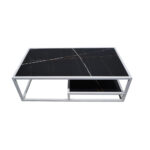 ΤΡΑΠΕΖΙ ΣΑΛΟΝΙΟΥ HIDDY ΜΕ ΕΠΙΦΑΝΕΙΑ ΑΠΟ ΠΛΑΚΑΚΙ ΣΕ ΟΨΗ ΜΑΥΡΟ ΜΑΡΜΑΡΟΥ ΜΕ ΛΕΥΚΗ ΜΕΤΑΛΛΙΚΗ ΒΑΣΗ - Image 3