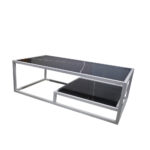 ΤΡΑΠΕΖΙ ΣΑΛΟΝΙΟΥ HIDDY ΜΕ ΕΠΙΦΑΝΕΙΑ ΑΠΟ ΠΛΑΚΑΚΙ ΣΕ ΟΨΗ ΜΑΥΡΟ ΜΑΡΜΑΡΟΥ ΜΕ ΛΕΥΚΗ ΜΕΤΑΛΛΙΚΗ ΒΑΣΗ - Image 4