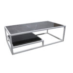 ΤΡΑΠΕΖΙ ΣΑΛΟΝΙΟΥ HIDDY ΜΕ ΕΠΙΦΑΝΕΙΑ ΑΠΟ ΠΛΑΚΑΚΙ ΣΕ ΟΨΗ ΓΚΡΙ ΜΑΡΜΑΡΟΥ ΜΕ ΛΕΥΚΗ ΜΕΤΑΛΛΙΚΗ ΒΑΣΗ - Image 3