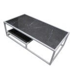 ΤΡΑΠΕΖΙ ΣΑΛΟΝΙΟΥ HIDDY ΜΕ ΕΠΙΦΑΝΕΙΑ ΑΠΟ ΠΛΑΚΑΚΙ ΣΕ ΟΨΗ ΓΚΡΙ ΜΑΡΜΑΡΟΥ ΜΕ ΛΕΥΚΗ ΜΕΤΑΛΛΙΚΗ ΒΑΣΗ - Image 4