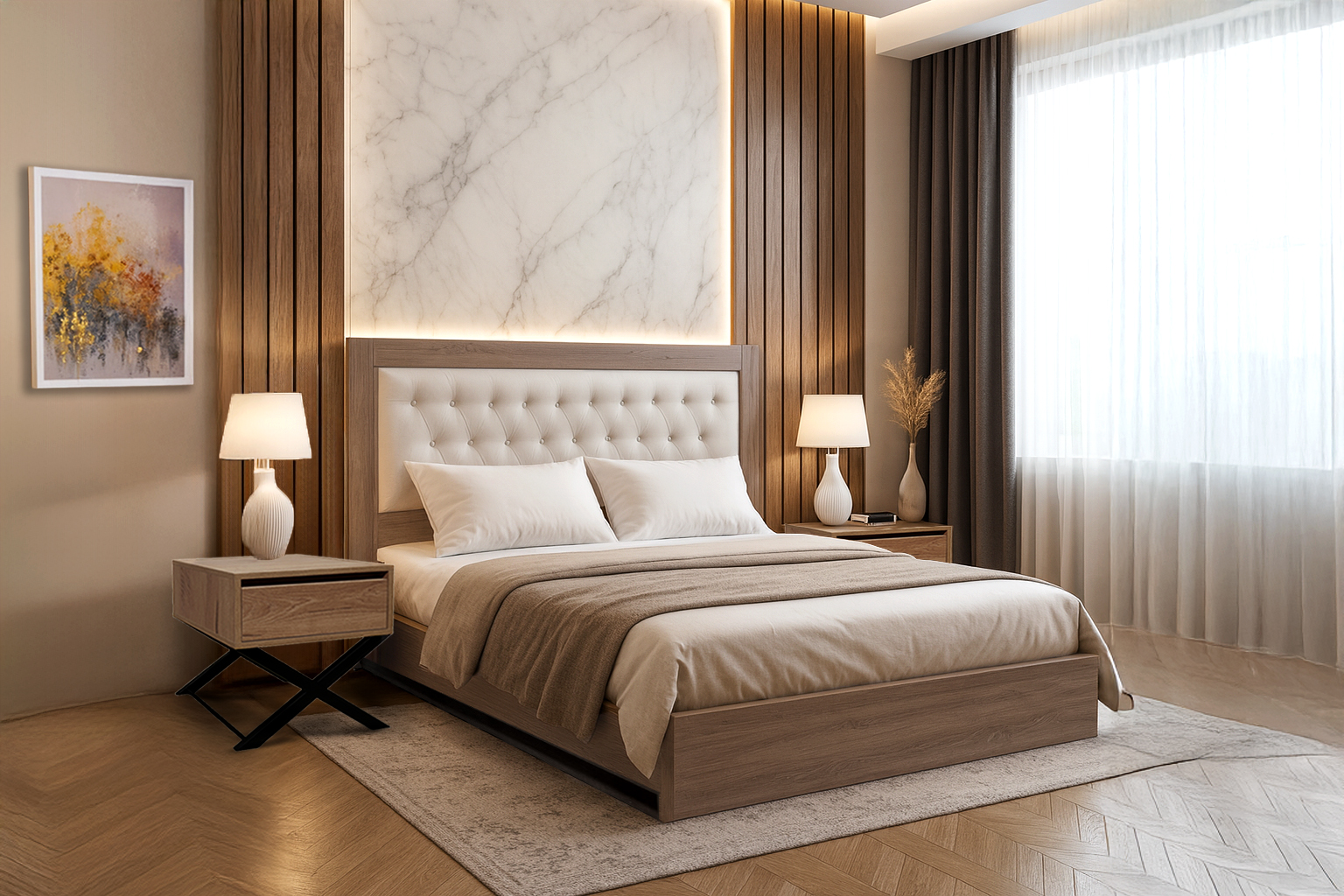 White Mono 5194 ΚΡΕΒΑΤΙ ΔΙΠΛΟ ROYAL Spitimade® - Image 1