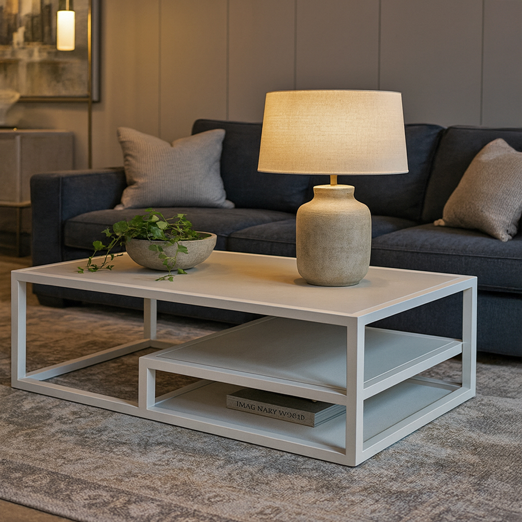 White white Decor ΤΡΑΠΕΖΙ ΣΑΛΟΝΙΟΥ HIDDY ΜΕ ΕΠΙΦΑΝΕΙΑ ΑΠΟ ΠΛΑΚΑΚΙ ΣΕ ΟΨΗ ΛΕΥΚΟΥ ΜΑΡΜΑΡΟΥ - Image 1