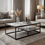 ΤΡΑΠΕΖΙ ΣΑΛΟΝΙΟΥ HIDDY ΜΕ ΕΠΙΦΑΝΕΙΑ ΑΠΟ ΠΛΑΚΑΚΙ ΣΕ ΟΨΗ ΛΕΥΚΟΥ ΜΑΡΜΑΡΟΥ ΜΕ ΓΚΡΙ ΝΕΡΑ