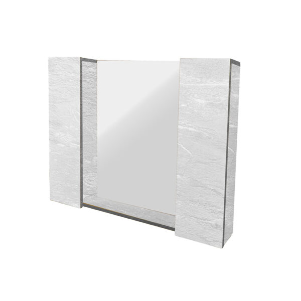 Κρεμαστό Ντουλάπι Μπάνιου Mirava100 με Καθρέφτη & Επένδυση Μελαμίνης Με Όψη Λευκού Μάρμαρου