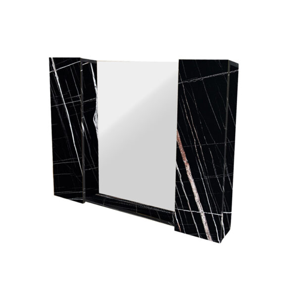 Κρεμαστό Ντουλάπι Μπάνιου Mirava100 με Καθρέφτη & Επένδυση Μελαμίνης Με Όψη Μαύρου Μάρμαρου
