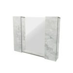 Κρεμαστό Ντουλάπι Μπάνιου Mirava100 με Καθρέφτη & Επένδυση Μελαμίνης Με Όψη Λευκού Μάρμαρου Με Γκρί Νερά