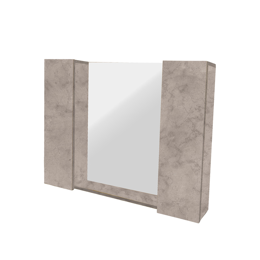 double2 K538 Κρεμαστό Ντουλάπι Μπάνιου Velaro100 με Καθρέφτη & Επένδυση Μελαμίνης Με Όψη Τσιμέντου Σε Ανοιχτό Χρώμα - Image 1