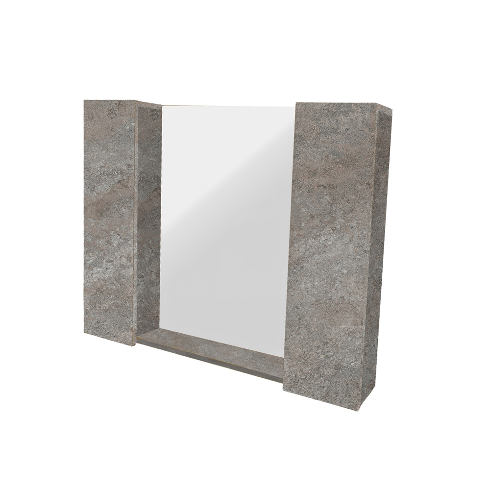 double2 K540 Κρεμαστό Ντουλάπι Μπάνιου Velaro100 με Καθρέφτη & Επένδυση Μελαμίνης Με Όψη Τσιμέντου Σε Σκούρο Χρώμα - Image 1