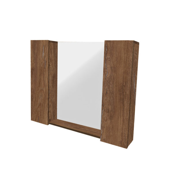 Κρεμαστό Ντουλάπι Μπάνιου Miralis100 με Καθρέφτη & Επένδυση Μελαμίνης Σε Καρυδί Απόχρωση