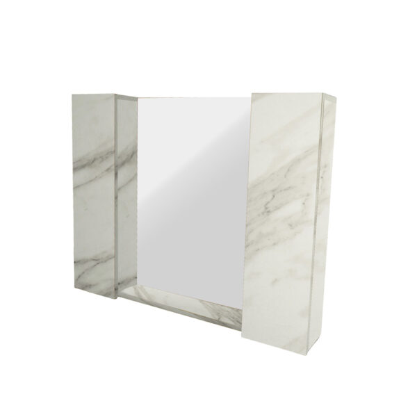 Κρεμαστό Ντουλάπι Μπάνιου Mirava100 με Καθρέφτη & Επένδυση Μελαμίνης Με Όψη Λευκού Μάρμαρου Με Μπέζ Νερά