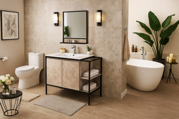 ΕΠΙΠΛΟ ΜΠΑΝΙΟΥ K538-RETRO 90 cm ΜΕ ΡΑΦΙΑ ΣΕ ΟΨΗ ΑΝΟΙΧΤΟ ΤΣΙΜΕΝΤΟ