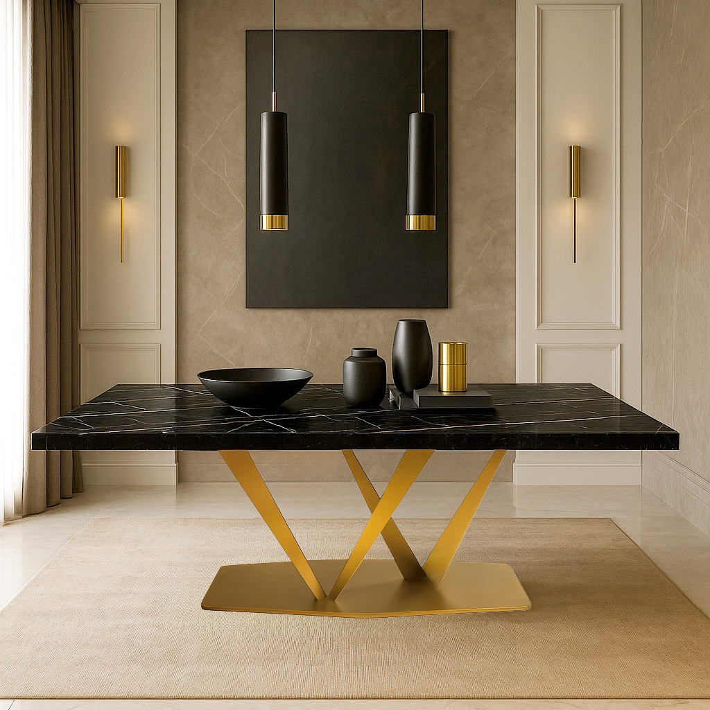 000 7767 ΤΡΑΠΕΖΑΡΙΑ 2V ME ΕΠΙΦΑΝΕΙΑ ΜΕΛΑΜΙΝΗΣ ΜΕ ΟΨΗ ΜΑΥΡΟΥ ΜΑΡΜΑΡΟΥ - Image 1