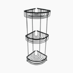 Γωνιακή ραφιέρα μπάνιου με 3 ράφια 20x20 cm σε μαύρο χρώμα