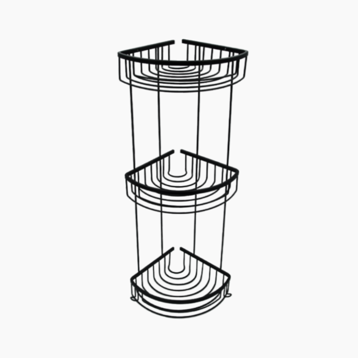 02-700x700 Γωνιακή ραφιέρα μπάνιου με 3 ράφια 20x20 cm σε μαύρο χρώμα - Image 1