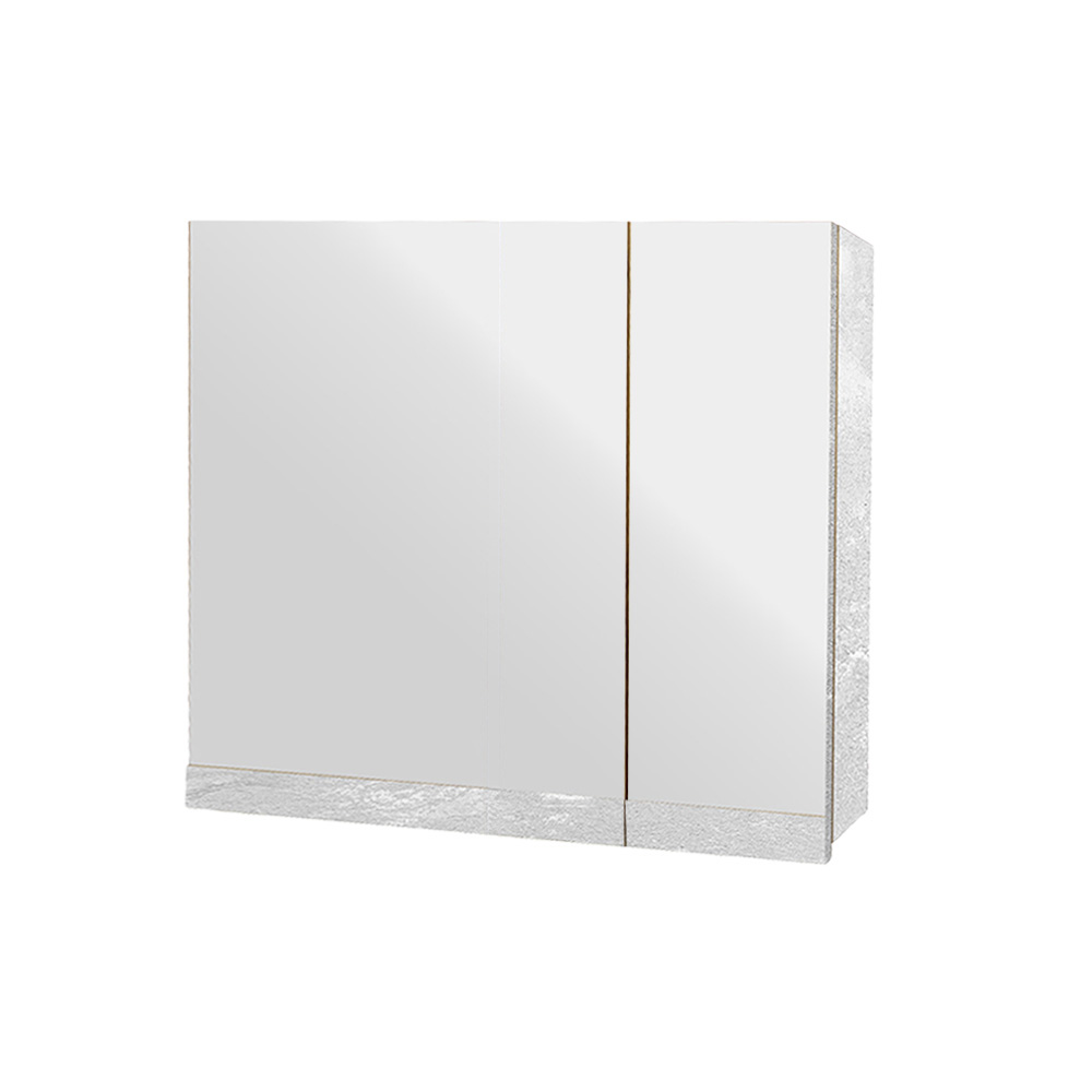 022 Κρεμαστό Ντουλάπι Μπάνιου Brilia70 με Διπλό Καθρέφτη & Επένδυση Μελαμίνης Με Όψη Με Όψη Λευκού Μάρμαρου - Image 1