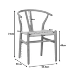 Καρέκλα Wishbone rubberwood-σχοινί σε μαύρη απόχρωση 53.5x57x74εκ - Image 3