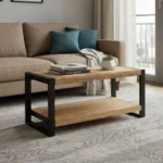 Τραπέζι σαλονιού Miles μασίφ ξύλο mango φυσικό-μαύρο 100x45x45.5εκ - Image 2