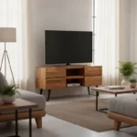 Έπιπλο τηλεόρασης Dervie φυσικό μασίφ ξύλο ακακίας 130x43.5x66.5εκ - Image 2