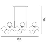 ΦΩΤΙΣΤΙΚΟ ΚΡΕΜΑΣΤΟ 12ΦΩΤΟ 12XE27 MAX 10W Φ1200X310X1200mm ΜΑΥΡΟ ΜΑΤ-SMOKE ΓΥΑΛΙ ARTE ILLUMINA PUFF - Image 4