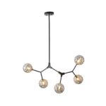 ΦΩΤΙΣΤΙΚΟ ΚΡΕΜΑΣΤΟ ΜΕΤΑΛΛΟ-ΓΥΑΛΙ 5ΦΩΤΟ 5ΧG9 Max 5x7W 800X500X900mm ΜΑΥΡΟ-ΓΚΡΙ ARTE ILLUMINA ATOM