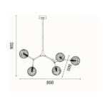 ΦΩΤΙΣΤΙΚΟ ΚΡΕΜΑΣΤΟ ΜΕΤΑΛΛΟ-ΓΥΑΛΙ 5ΦΩΤΟ 5ΧG9 Max 5x7W 800X500X900mm ΜΑΥΡΟ-ΓΚΡΙ ARTE ILLUMINA ATOM - Image 6