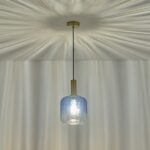 ΦΩΤΙΣΤΙΚΟ ΚΡΕΜΑΣΤΟ ΜΕΤΑΛΛΟ-ΓΥΑΛΙ ΜΟΝΟΦΩΤΟ 1XΕ27 MAX15W 200X210X1530mm ΜΠΛΕ ARTE ILLUMINA OMBRE - Image 3