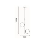 ΦΩΤΙΣΤΙΚΟ ΚΡΕΜΑΣΤΟ ΜΕΤΑΛΛΟ-ΓΥΑΛΙ 2ΦΩΤΟ 2XΕ27 Max 15W 320X150X1550mm ΛΕΥΚΟ-ΧΑΛΚΙΝΟ ARTE ILLUMINA ORBA - Image 6