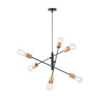 ΦΩΤΙΣΤΙΚΟ ΚΡΕΜΑΣΤΟ ΞΥΛΟ-ΜΕΤΑΛΛΟ 6ΦΩΤΟ 6XΕ27 Max 15W Φ650X1540mm ΜΑΥΡΟ ARTE ILLUMINA EDISON