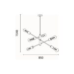 ΦΩΤΙΣΤΙΚΟ ΚΡΕΜΑΣΤΟ ΞΥΛΟ-ΜΕΤΑΛΛΟ 6ΦΩΤΟ 6XΕ27 Max 15W Φ650X1540mm ΜΑΥΡΟ ARTE ILLUMINA EDISON - Image 6