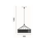 ΦΩΤΙΣΤΙΚΟ ΚΡΕΜΑΣΤΟ ΣΧΟΙΝΙ-ΜΕΤΑΛΛΟ ΜΟΝΟΦΩΤΟ Ε27 Max 15W Φ400X1300mm ΜΑΥΡΟ-ΧΑΚΙ ARTE ILLUMINA HELIOS - Image 6