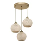 Φωτιστικό οροφής τρίφωτο PWL-1121 Ε27 κρεμ-χρυσό Φ40x75εκ