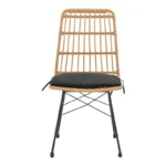 Καρέκλα Naoki rattan σε φυσική απόχρωση με μαύρο μαξιλάρι και μεταλλικό μαύρο πόδι 45.5x59.5x89εκ - Image 6