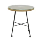 Τραπέζι Acapulco μαύρο μέταλλο - pe rattan σε φυσική απόχρωση Φ50x50εκ - Image 4