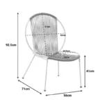 Καρέκλα Dapper λευκό μέταλλο-pe φυσικό 64.5x71x92.5εκ - Image 3