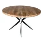 Τραπέζι Bocco Ι ξύλο mango φυσικό 3εκ με μαύρα μεταλλικά πόδια Φ150x77εκ